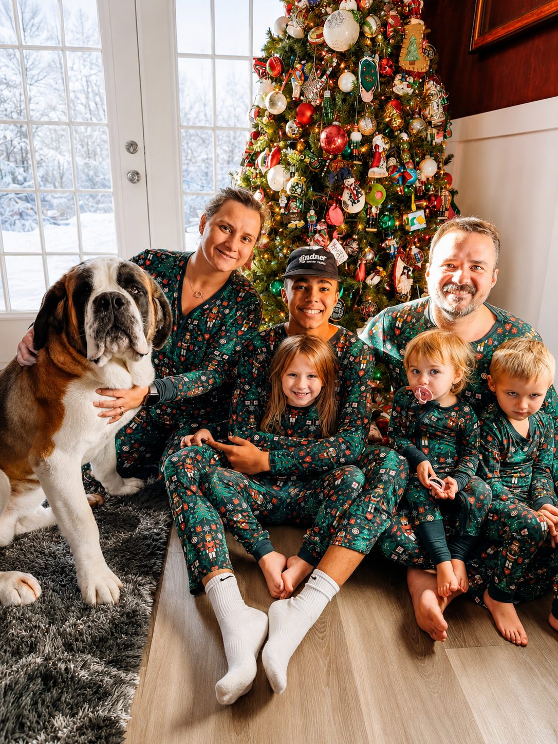 The Dixon family with their Saint Bernard